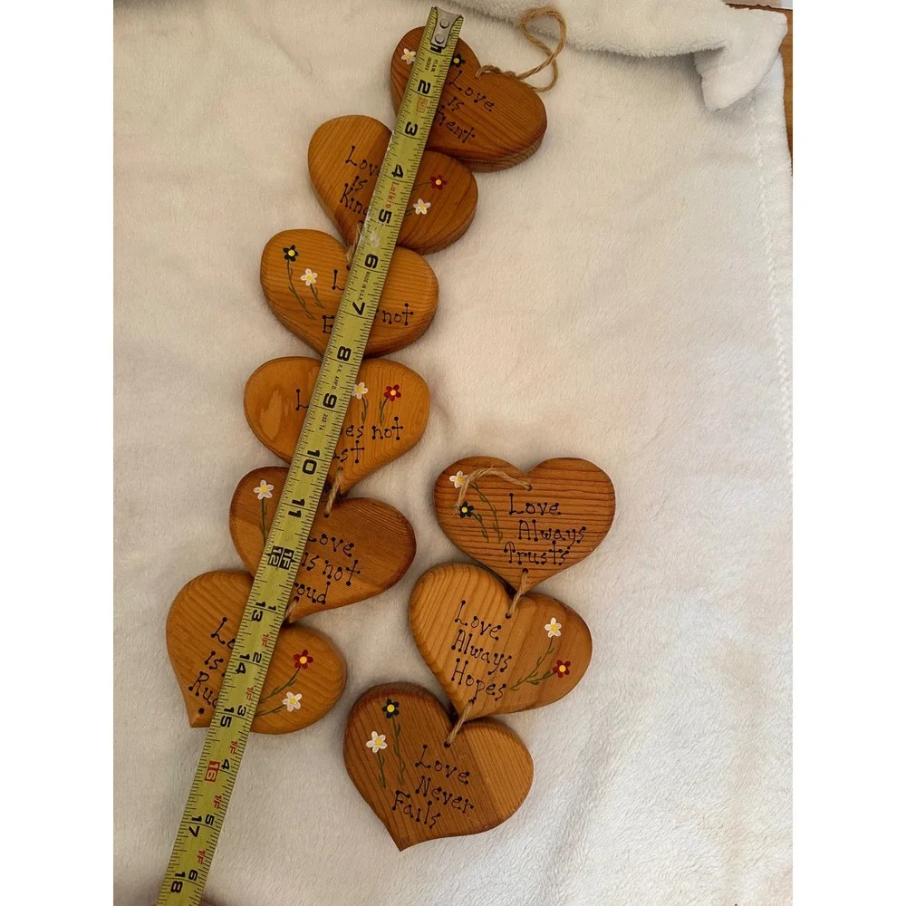 Vntg Wooden Heart Wall Hanging Brown Excellent Scripture Art Cottagecore Bible